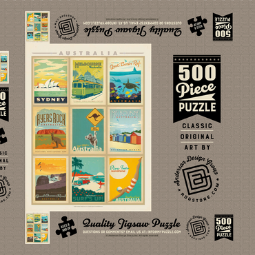 Darstellung des Puzzle Motivs Australia: Multi-Image Print, Vintage Poster 500 Puzzle Schachtel 3D Modell