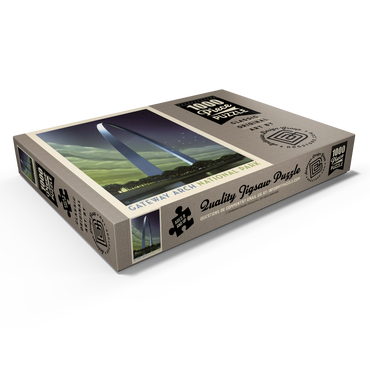 Darstellung des Puzzle Motivs Gateway Arch National Park: Evening Glow, Vintage Poster 1000 Puzzle Schachtel Ansicht1