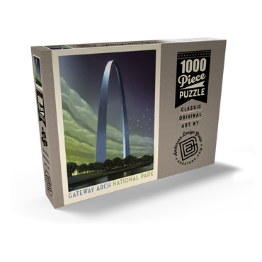 Darstellung des Puzzle Motivs Gateway Arch National Park: Evening Glow, Vintage Poster 1000 Puzzle Schachtel Ansicht2