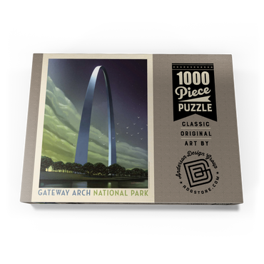 Darstellung des Puzzle Motivs Gateway Arch National Park: Evening Glow, Vintage Poster 1000 Puzzle Schachtel Ansicht3