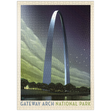Darstellung des Puzzle Motivs puzzleplate Gateway Arch National Park: Evening Glow, Vintage Poster 1000 Puzzle