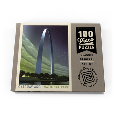 Darstellung des Puzzle Motivs Gateway Arch National Park: Evening Glow, Vintage Poster 100 Puzzle Schachtel Ansicht3