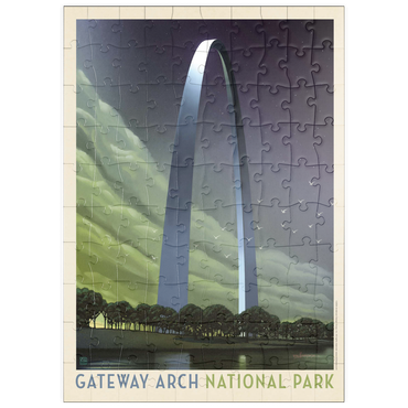 Darstellung des Puzzle Motivs puzzleplate Gateway Arch National Park: Evening Glow, Vintage Poster 100 Puzzle