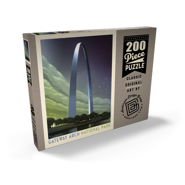 Darstellung des Puzzle Motivs Gateway Arch National Park: Evening Glow, Vintage Poster 200 Puzzle Schachtel Ansicht2