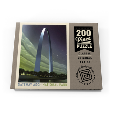 Darstellung des Puzzle Motivs Gateway Arch National Park: Evening Glow, Vintage Poster 200 Puzzle Schachtel Ansicht3