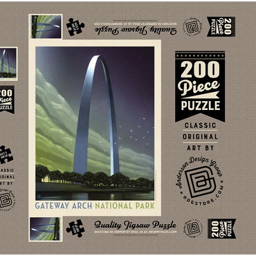 Darstellung des Puzzle Motivs Gateway Arch National Park: Evening Glow, Vintage Poster 200 Puzzle Schachtel 3D Modell