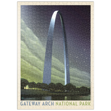 Darstellung des Puzzle Motivs puzzleplate Gateway Arch National Park: Evening Glow, Vintage Poster 500 Puzzle