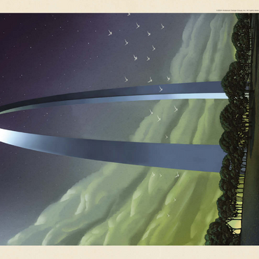 Darstellung des Puzzle Motivs Gateway Arch National Park: Evening Glow, Vintage Poster 500 Puzzle 3D Modell