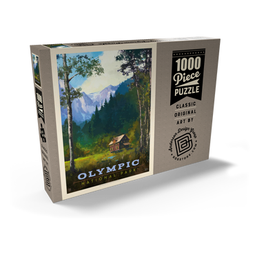 Darstellung des Puzzle Motivs Olympic National Park: Enchanted Valley Chalet, Vintage Poster 1000 Puzzle Schachtel Ansicht2