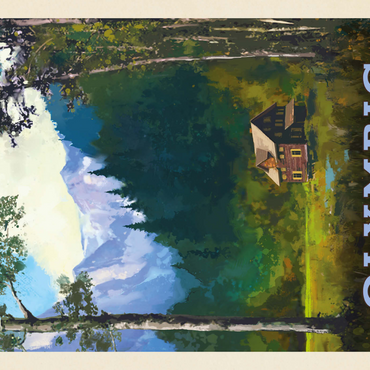 Darstellung des Puzzle Motivs Olympic National Park: Enchanted Valley Chalet, Vintage Poster 1000 Puzzle 3D Modell