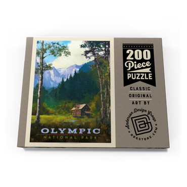 Darstellung des Puzzle Motivs Olympic National Park: Enchanted Valley Chalet, Vintage Poster 200 Puzzle Schachtel Ansicht3