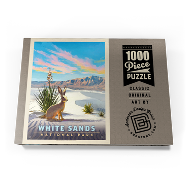 Darstellung des Puzzle Motivs White Sands National Park: Jack Rabbit, Vintage Poster 1000 Puzzle Schachtel Ansicht3