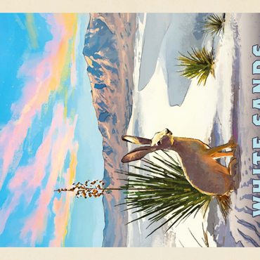 Darstellung des Puzzle Motivs White Sands National Park: Jack Rabbit, Vintage Poster 100 Puzzle 3D Modell