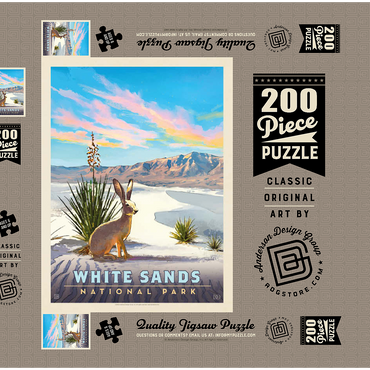 Darstellung des Puzzle Motivs White Sands National Park: Jack Rabbit, Vintage Poster 200 Puzzle Schachtel 3D Modell