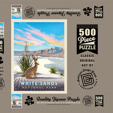 Darstellung des Puzzle Motivs White Sands National Park: Jack Rabbit, Vintage Poster 500 Puzzle Schachtel 3D Modell