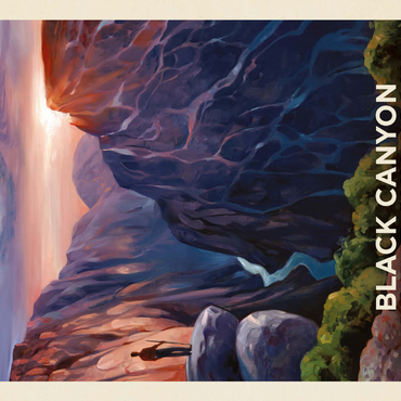 Darstellung des Puzzle Motivs Black Canyon Of The Gunnison National Park: River View, Vintage Poster 200 Puzzle 3D Modell