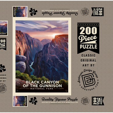 Darstellung des Puzzle Motivs Black Canyon Of The Gunnison National Park: River View, Vintage Poster 200 Puzzle Schachtel 3D Modell