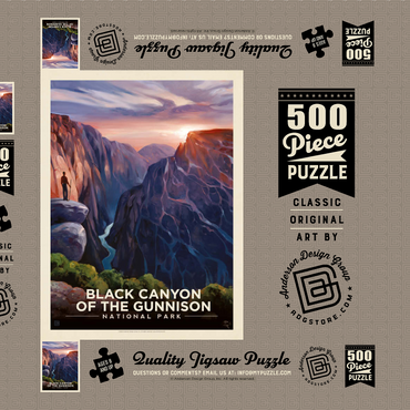 Darstellung des Puzzle Motivs Black Canyon Of The Gunnison National Park: River View, Vintage Poster 500 Puzzle Schachtel 3D Modell