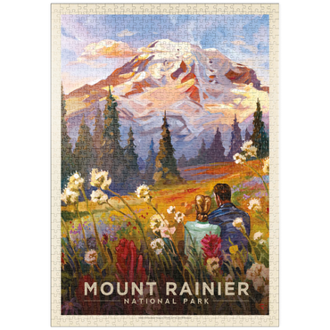 Darstellung des Puzzle Motivs puzzleplate Mount Rainier National Park: Moment in the Meadow, Vintage Poster 1000 Puzzle