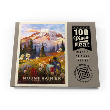 Darstellung des Puzzle Motivs Mount Rainier National Park: Moment in the Meadow, Vintage Poster 100 Puzzle Schachtel Ansicht3