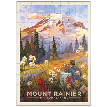 Darstellung des Puzzle Motivs puzzleplate Mount Rainier National Park: Moment in the Meadow, Vintage Poster 100 Puzzle
