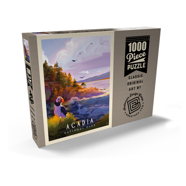 Darstellung des Puzzle Motivs Acadia National Park: Puffin Paradise, Vintage Poster 1000 Puzzle Schachtel Ansicht2