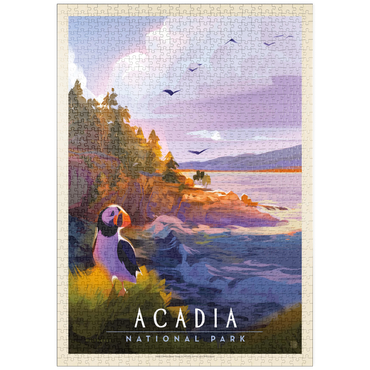 Darstellung des Puzzle Motivs puzzleplate Acadia National Park: Puffin Paradise, Vintage Poster 1000 Puzzle