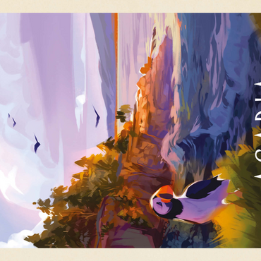 Darstellung des Puzzle Motivs Acadia National Park: Puffin Paradise, Vintage Poster 1000 Puzzle 3D Modell