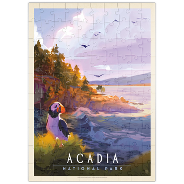 Darstellung des Puzzle Motivs puzzleplate Acadia National Park: Puffin Paradise, Vintage Poster 100 Puzzle