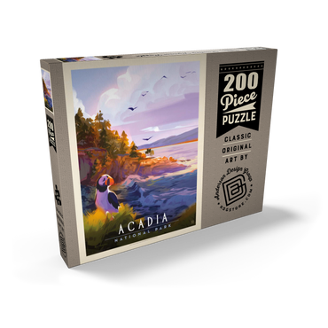 Darstellung des Puzzle Motivs Acadia National Park: Puffin Paradise, Vintage Poster 200 Puzzle Schachtel Ansicht2