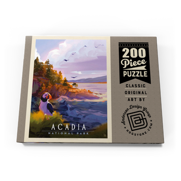 Darstellung des Puzzle Motivs Acadia National Park: Puffin Paradise, Vintage Poster 200 Puzzle Schachtel Ansicht3
