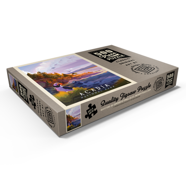 Darstellung des Puzzle Motivs Acadia National Park: Puffin Paradise, Vintage Poster 500 Puzzle Schachtel Ansicht1