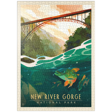 Darstellung des Puzzle Motivs puzzleplate New River Gorge National Park & Preserve: Fish-Eye-View, Vintage Poster 1000 Puzzle