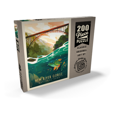 Darstellung des Puzzle Motivs New River Gorge National Park & Preserve: Fish-Eye-View, Vintage Poster 200 Puzzle Schachtel Ansicht2