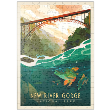 Darstellung des Puzzle Motivs puzzleplate New River Gorge National Park & Preserve: Fish-Eye-View, Vintage Poster 200 Puzzle