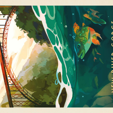 Darstellung des Puzzle Motivs New River Gorge National Park & Preserve: Fish-Eye-View, Vintage Poster 200 Puzzle 3D Modell