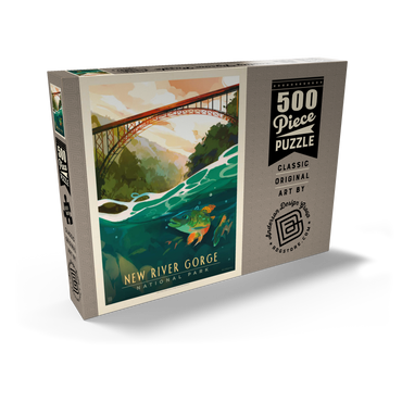 Darstellung des Puzzle Motivs New River Gorge National Park & Preserve: Fish-Eye-View, Vintage Poster 500 Puzzle Schachtel Ansicht2