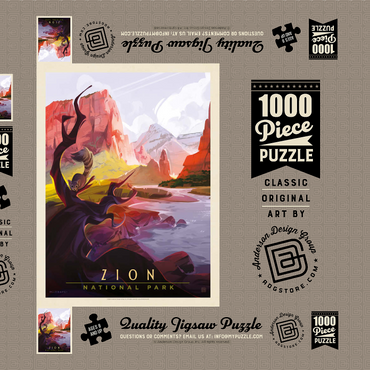Darstellung des Puzzle Motivs Zion National Park: Ringtail, Vintage Poster 1000 Puzzle Schachtel 3D Modell