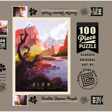Darstellung des Puzzle Motivs Zion National Park: Ringtail, Vintage Poster 100 Puzzle Schachtel 3D Modell