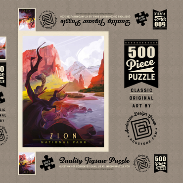 Darstellung des Puzzle Motivs Zion National Park: Ringtail, Vintage Poster 500 Puzzle Schachtel 3D Modell