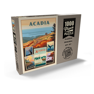 Darstellung des Puzzle Motivs Acadia National Park: Collage Print, Vintage Poster 1000 Puzzle Schachtel Ansicht2