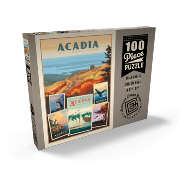 Darstellung des Puzzle Motivs Acadia National Park: Collage Print, Vintage Poster 100 Puzzle Schachtel Ansicht2