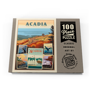 Darstellung des Puzzle Motivs Acadia National Park: Collage Print, Vintage Poster 100 Puzzle Schachtel Ansicht3