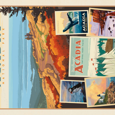 Darstellung des Puzzle Motivs Acadia National Park: Collage Print, Vintage Poster 100 Puzzle 3D Modell