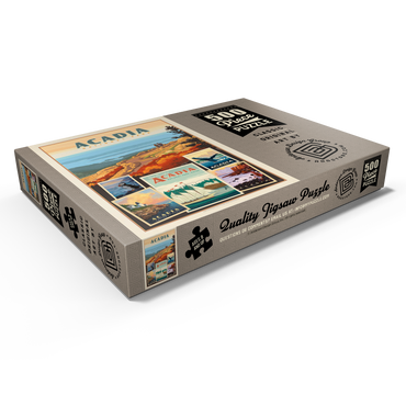 Darstellung des Puzzle Motivs Acadia National Park: Collage Print, Vintage Poster 500 Puzzle Schachtel Ansicht1