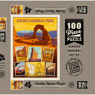Darstellung des Puzzle Motivs Arches National Park: Collage Print, Vintage Poster 100 Puzzle Schachtel 3D Modell