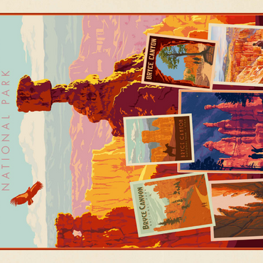 Darstellung des Puzzle Motivs Bryce Canyon National Park: Collage Print, Vintage Poster 100 Puzzle 3D Modell