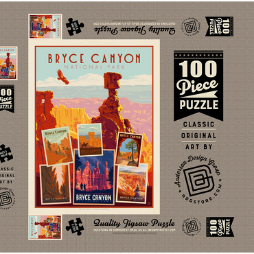 Darstellung des Puzzle Motivs Bryce Canyon National Park: Collage Print, Vintage Poster 100 Puzzle Schachtel 3D Modell