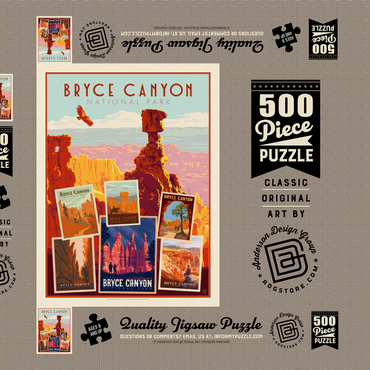 Darstellung des Puzzle Motivs Bryce Canyon National Park: Collage Print, Vintage Poster 500 Puzzle Schachtel 3D Modell