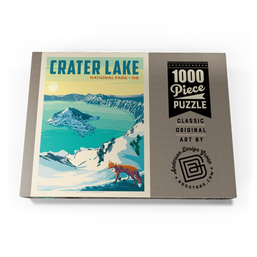 Darstellung des Puzzle Motivs Crater Lake National Park: Winter Fox, Vintage Poster 1000 Puzzle Schachtel Ansicht3